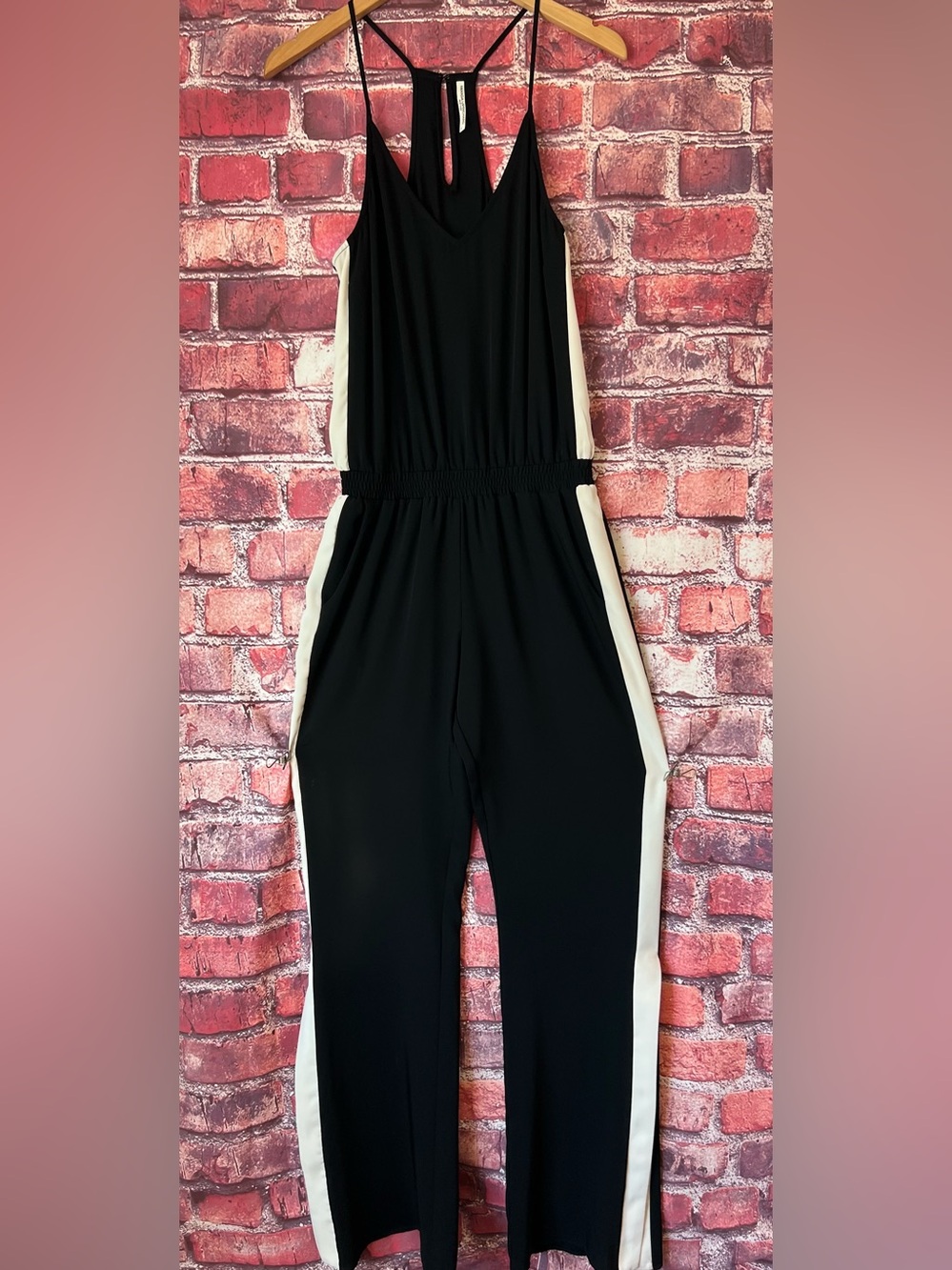 Amanda Uprichard Black White Side Stripe Jumpsuit M